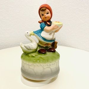 Vintage Music Box— Hummel-style Girl with Goose